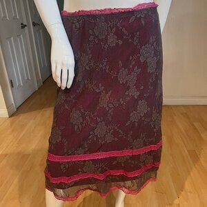 VINTAGE 90'S BETSEY JOHNSON LACE PENCIL SKIRT TIE WAIST SZ L LARGE